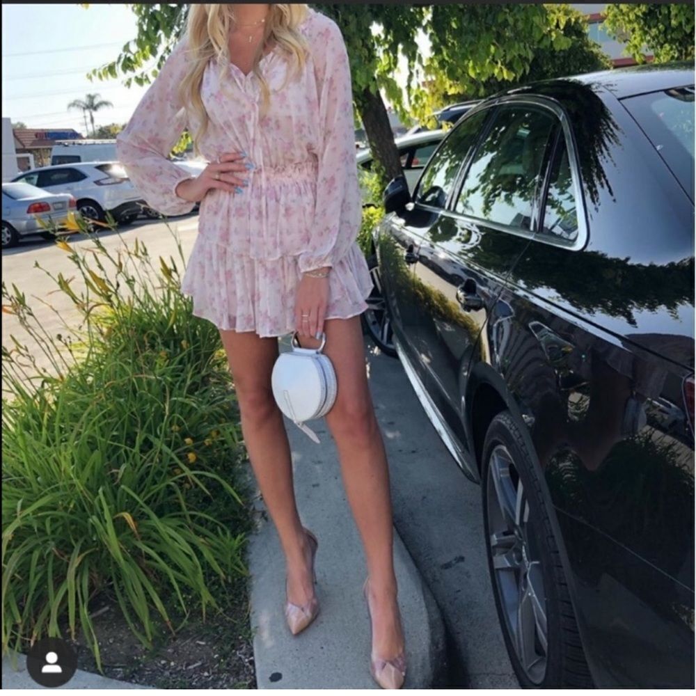 LoveShackFancy Pink Floral Mini Dress